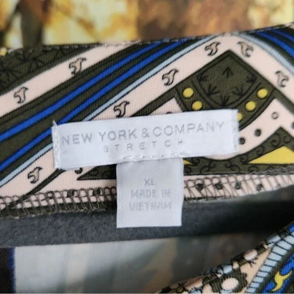 Retro Belle Sleeve Dress NY & Company Size XL Stretch Green Gogo Costume Hippy - Picture 6 of 14